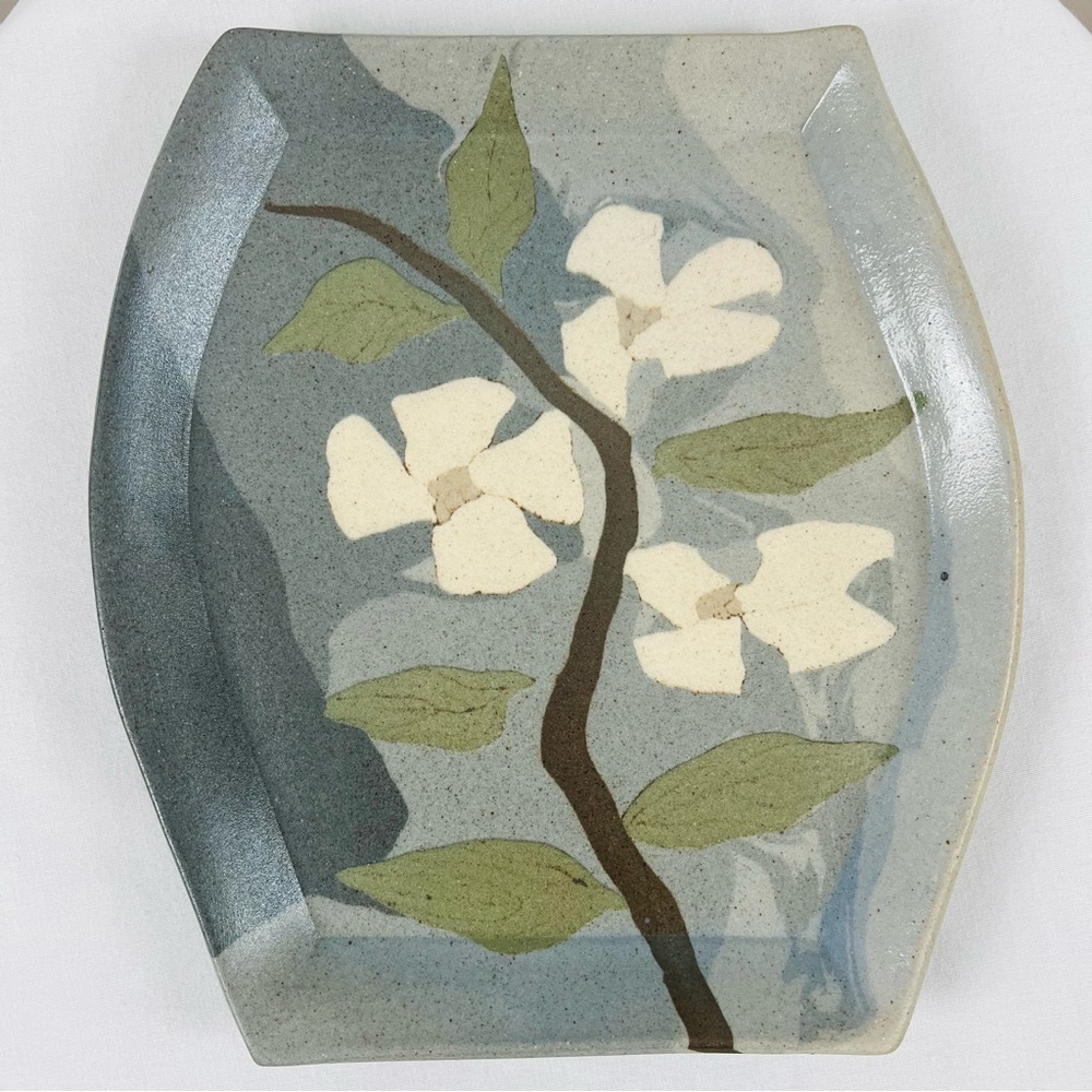 Willow Signed Floral Ceramic Pottery Plate